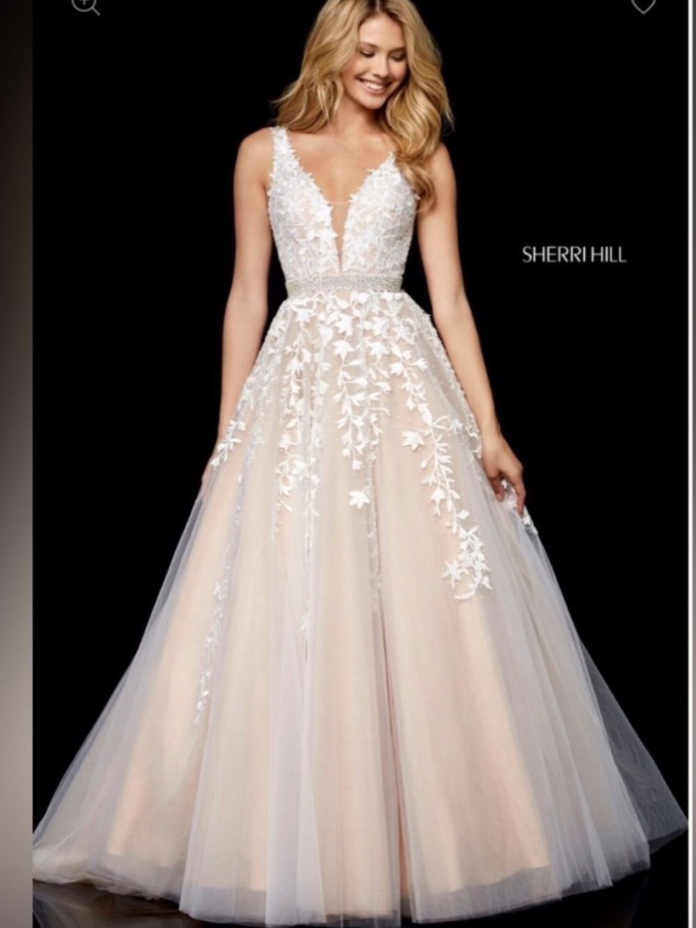 Sherri Hill Ball Gown Lace Dress #11335 size 6 NWT Ivory/Nude